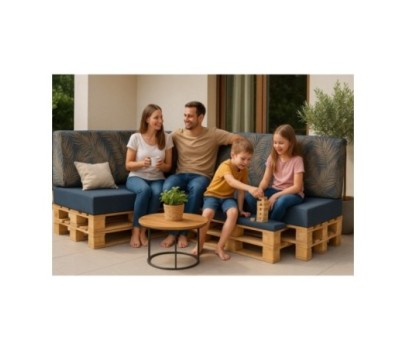 Zestaw poduch ogrodowych z oparciem Palety Narożnik -3 szt. 120x80 + 40x120