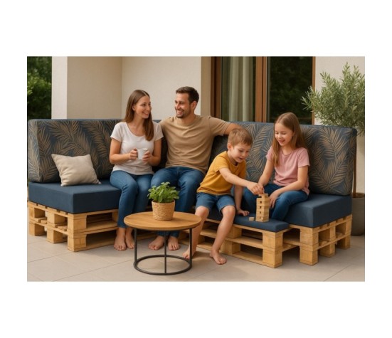 Zestaw poduch ogrodowych z oparciem Palety Narożnik -3 szt. 120x80 + 40x120