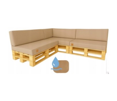 WODOODPORNY Zestaw poduch ogrodowych Palety Narożnik 3 szt. 120x80 + 40x120