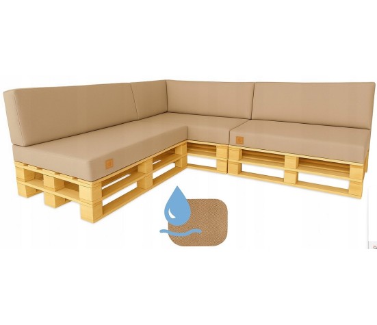 WODOODPORNY Zestaw poduch ogrodowych Palety Narożnik 3 szt. 120x80 + 40x120