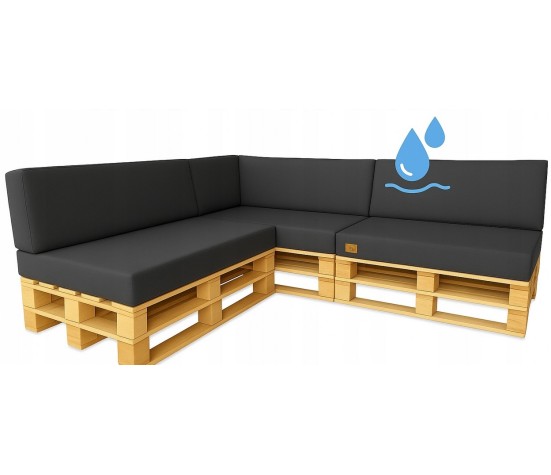WODOODPORNY Zestaw poduch ogrodowych Palety Narożnik 3 szt. 120x80 + 40x120