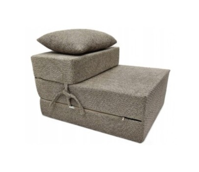 Materac fotel rozkładany składany łóżko boucle 200x70x15cm - ciemny beż