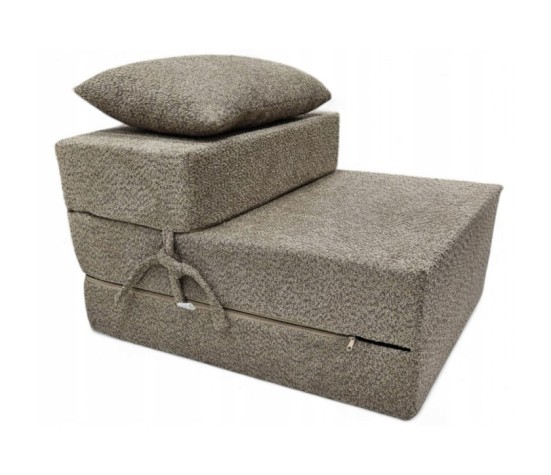 Materac fotel rozkładany składany łóżko boucle 200x70x15cm - ciemny beż