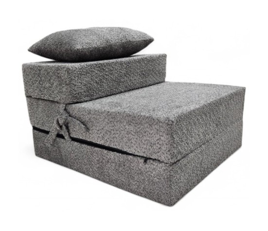 Materac fotel rozkładany składany łóżko boucle 200x70x15cm - grafit