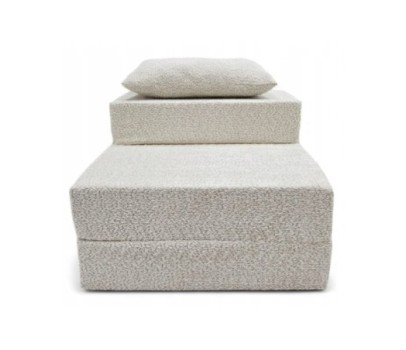 Materac fotel rozkładany składany łóżko boucle 200x70x15cm - jasny beż