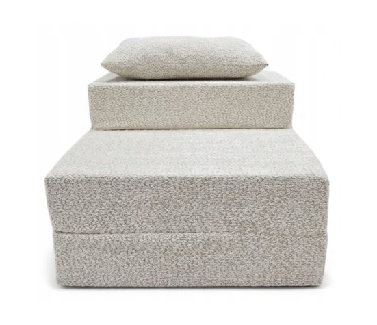 Materac fotel rozkładany składany łóżko boucle 200x70x15cm - jasny beż