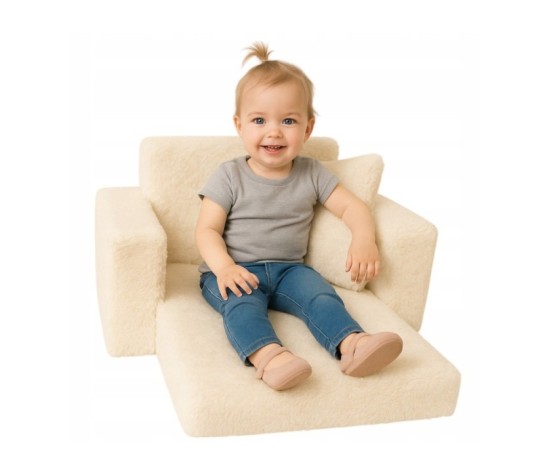 Fotelik dla dzieci rozkładany fotel pluszowy pufa