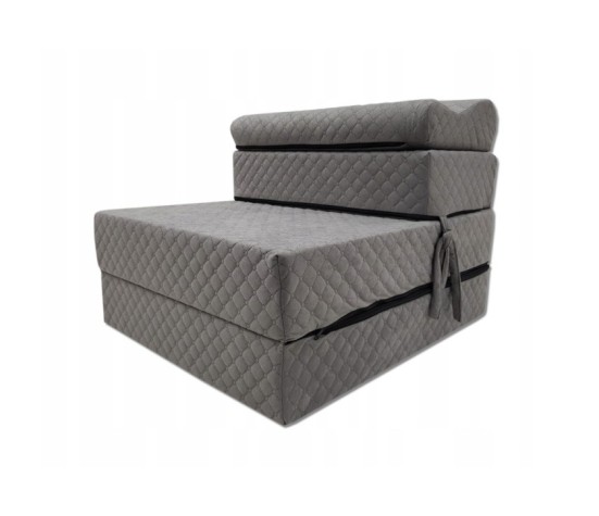 Materac fotel składany turystyczny łóżko 200x70x15cm - szary