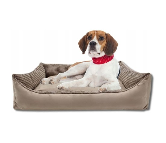 Legowisko dla psa duża kanapa kojec 100x70 - SZTRUKS BEŻOWY