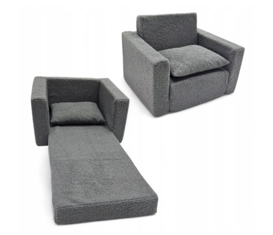 Fotelik dla dzieci rozkładany fotel baranek boucle pufa