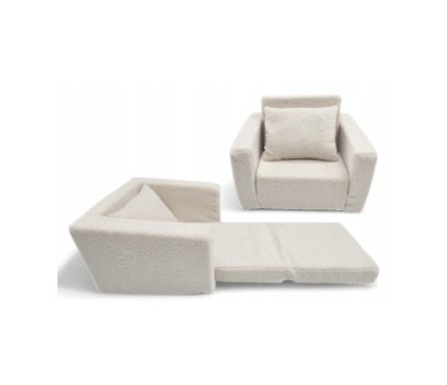 Fotelik dla dzieci rozkładany fotel baranek boucle pufa