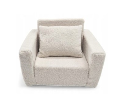 Fotelik dla dzieci rozkładany fotel baranek boucle pufa