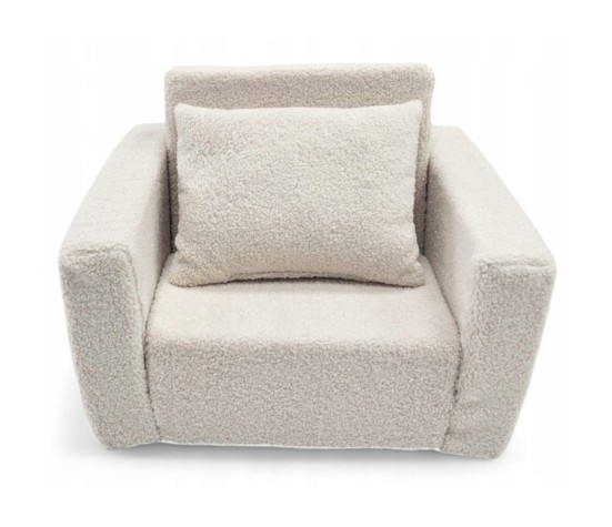Fotelik dla dzieci rozkładany fotel baranek boucle pufa