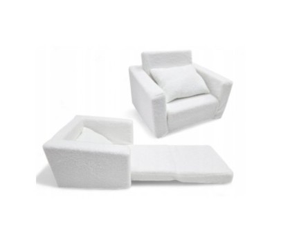 Fotelik dla dzieci rozkładany fotel baranek boucle pufa