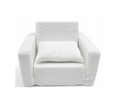 Fotelik dla dzieci rozkładany fotel baranek boucle pufa