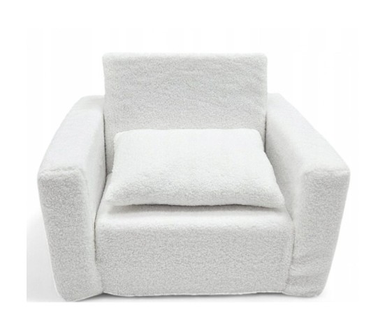 Fotelik dla dzieci rozkładany fotel baranek boucle pufa