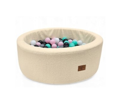 Suchy basen z piłeczkami – piankowy BARANEK BOUCLE BEŻ– 200 kulek –7cm.