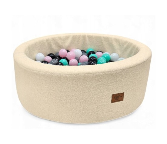 Suchy basen z piłeczkami – piankowy BARANEK BOUCLE BEŻ– 200 kulek –7cm.