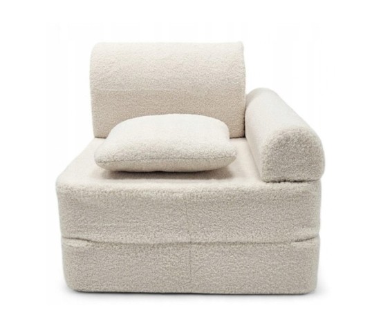 Modułowa rozkładana SOFA - FOTEL dla dzieci wypoczynkowy materac BOUCLE BEŻ