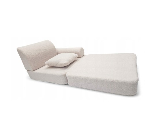 Modułowa rozkładana SOFA - FOTEL dla dzieci wypoczynkowy materac BOUCLE BEŻ