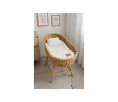 Kocyk otulacz BOUCLE baranek + poduszka – zestaw do wózka/łóżeczka – BIAŁY