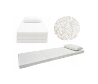Materac turystyczny rozkładany fotel łóżko 180x65x7 BOUCLE BARANEK - BIAŁY