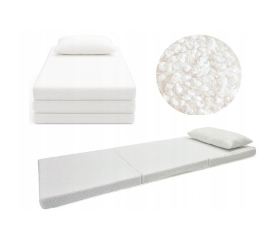 Materac turystyczny rozkładany fotel łóżko 180x65x7 BOUCLE BARANEK - BIAŁY