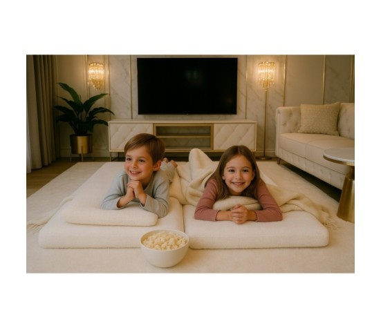 Materac turystyczny rozkładany fotel łóżko 180x65x7 BOUCLE BARANEK - BIAŁY