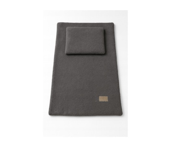 Kocyk BOUCLE baranek + poduszka, zestaw do wózka/łóżeczka – 75 x100 GRAFIT