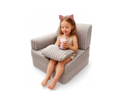 Modułowa rozkładana SOFA - FOTEL dla dzieci wypoczynkowy materac RÓŻ PASTEL