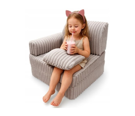 Modułowa rozkładana SOFA - FOTEL dla dzieci wypoczynkowy materac RÓŻ PASTEL