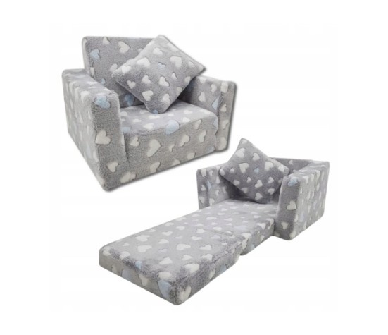 Fotelik dla dzieci rozkładany fotel pluszowy pufa