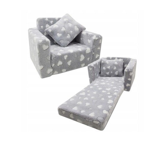 Fotelik dla dzieci rozkładany fotel pluszowy pufa
