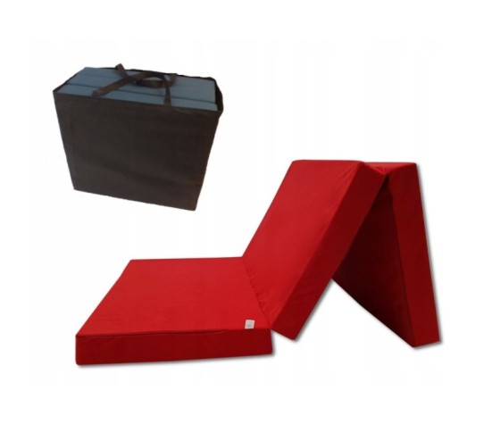 Materac turystyczny rozkładany fotel 200x80x10 czerwony + torba