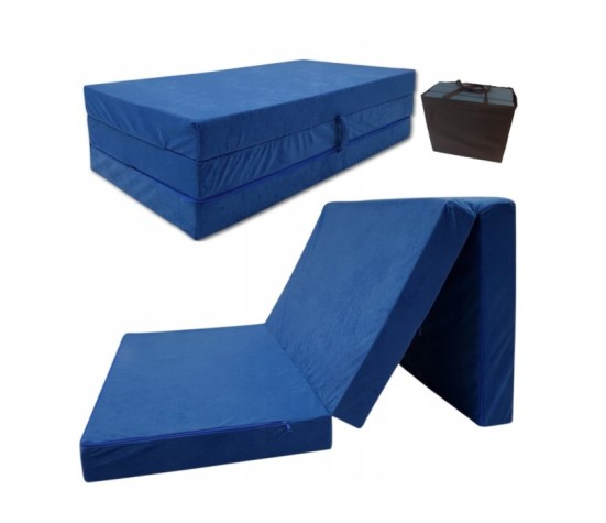 Materac turystyczny rozkładany fotel 200x80x10 niebieski + torba