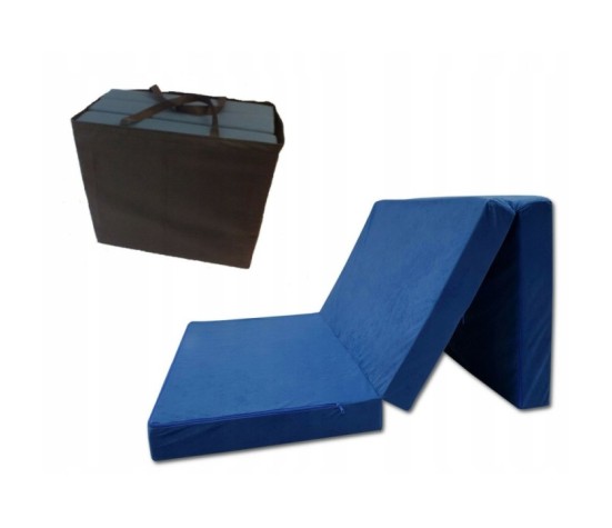 Materac turystyczny rozkładany fotel 200x80x10 niebieski + torba