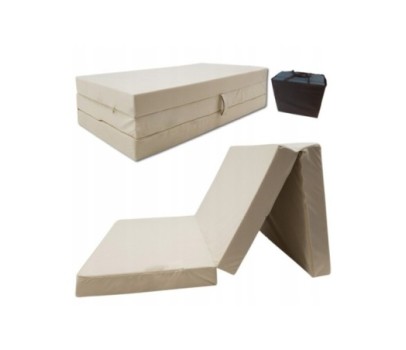 Materac turystyczny rozkładany fotel 200x80x10 beżowy + torba