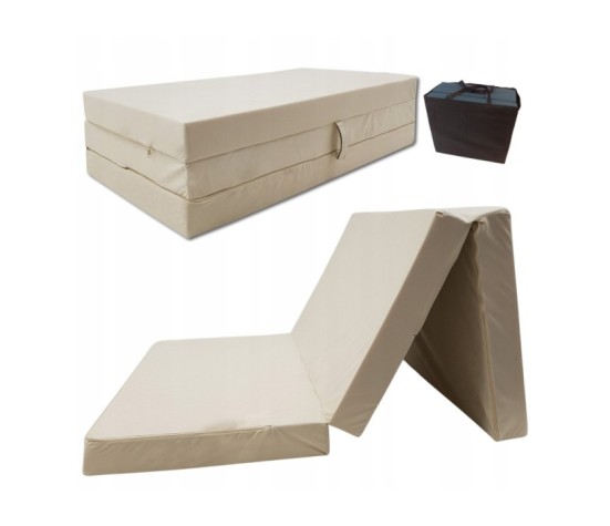 Materac turystyczny rozkładany fotel 200x80x10 beżowy + torba