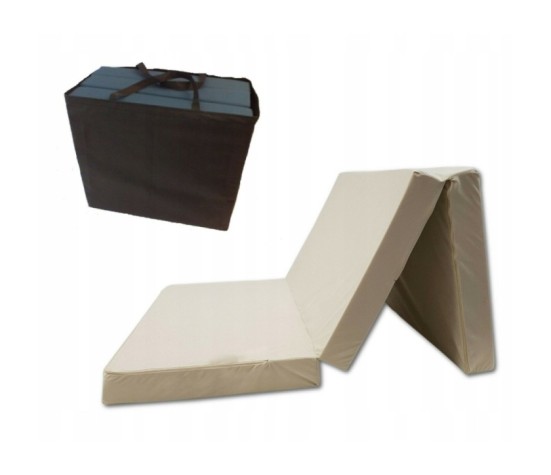 Materac turystyczny rozkładany fotel 200x80x10 beżowy + torba