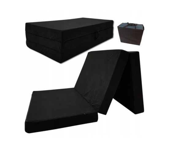 Materac turystyczny rozkładany fotel 200x80x10 czarny + torba