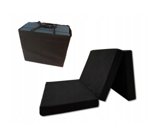 Materac turystyczny rozkładany fotel 200x80x10 czarny + torba