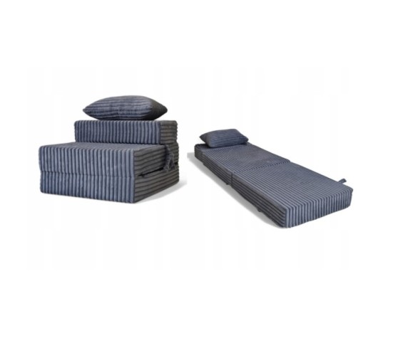 Materac turystyczny składany fotel 200x70x15cm sztruks grafit
