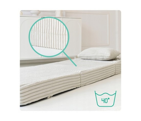 Materac turystyczny składany fotel 200x70x15cm sztruks beżowy