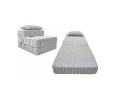 Materac turystyczny składany fotel 200x70x15cm sztruks szary