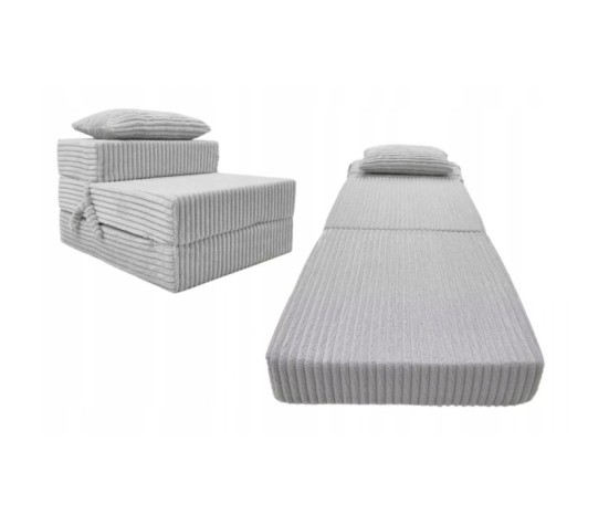 Materac turystyczny składany fotel 200x70x15cm sztruks szary
