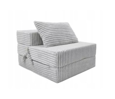 Materac turystyczny składany fotel 200x70x15cm sztruks szary