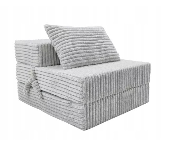 Materac turystyczny składany fotel 200x70x15cm sztruks szary