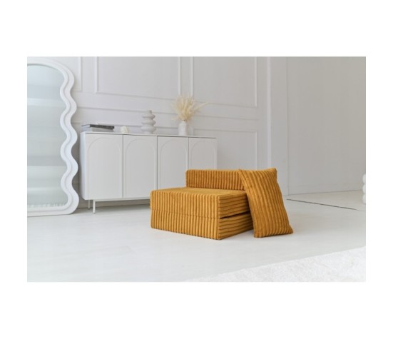 Materac turystyczny składany fotel 200x70x15cm sztruks miodowy