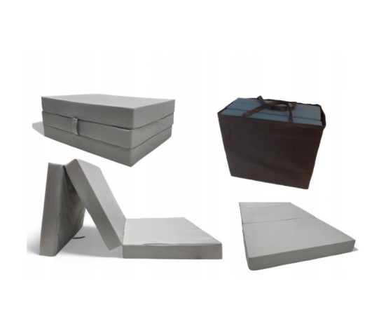 Wodoodporny materac turystyczny składany 200x80x10 + torba - szary