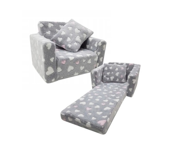 Fotelik dla dzieci rozkładany fotel pluszowy pufa